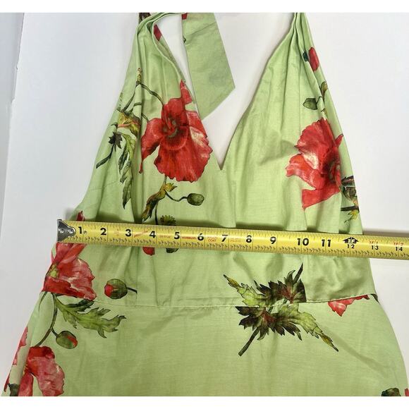 LK Bennett London Kristen Pistachio Poppy Cotton-Silk Backless Dress, Size 10 - Picture 8 of 9